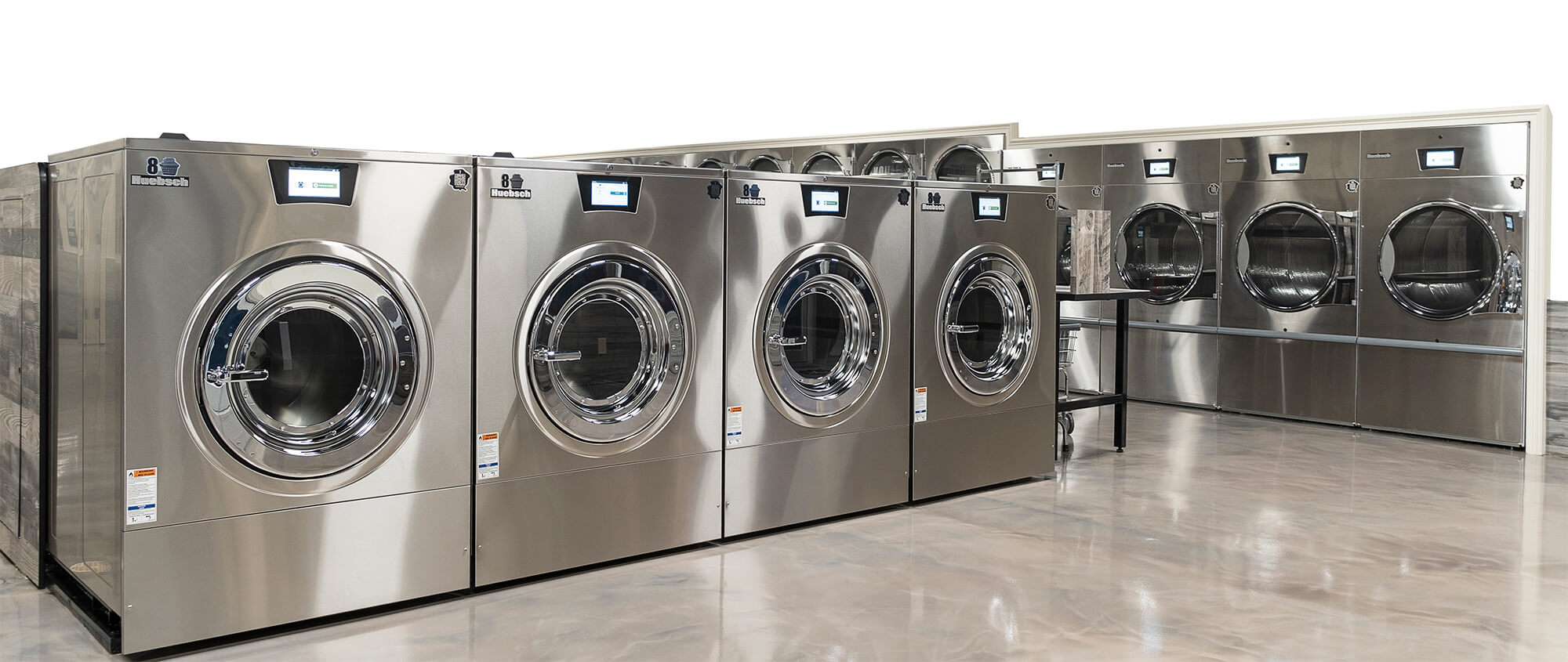 front view of Huebsch washing machines