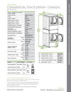 stacked dryer spec sheet page 2