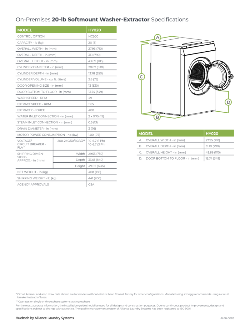 OPL Softmount Washer Extractors Huebsch
