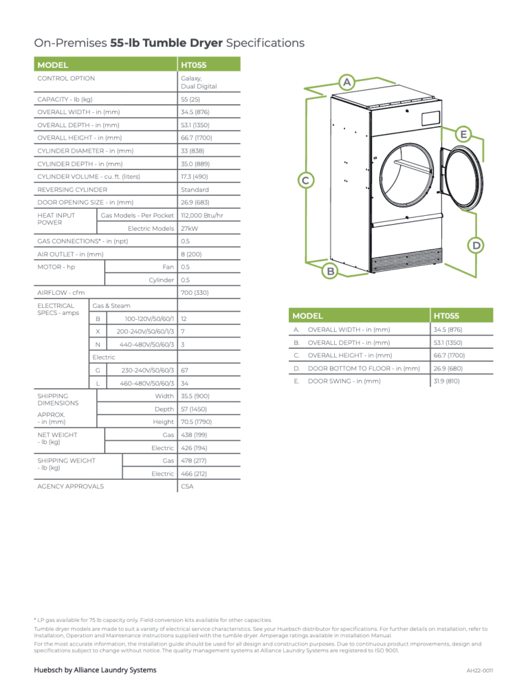 OPL - Tumble Dryers - Huebsch