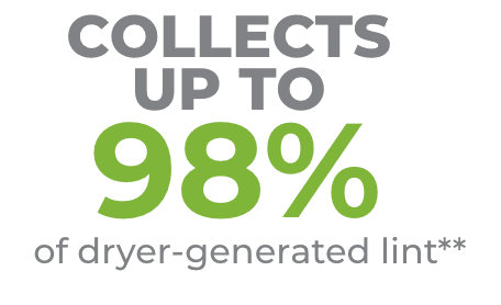 Collects up to 98% of dryer-generated lint**
